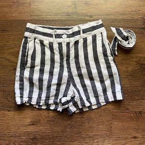 Black + White Striped Shorts
